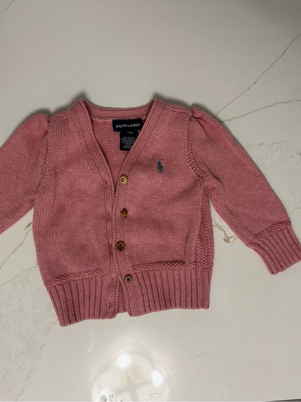 Ralph Lauren Pink Knit Baby Cardigan